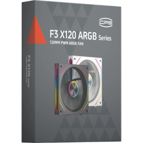 Кулер для корпуса/ Case Cooler PCCooler F3 X120R ARGB BK Reverse (120x120x25mm, 4-pin PWM, ARGB, 54CFM, 28.4dBA, 1800RPM, Black)