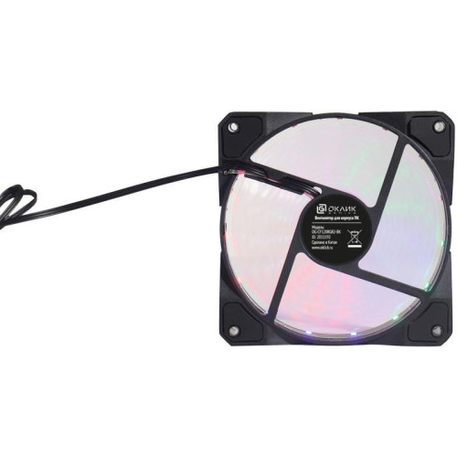 Вентилятор для корпуса Oklick OG-CF120RGB2-BK RGB 120х120x25 черный 3-pin 4-pin (Molex) 23дБ Ret [OG-CF120RGB2-BK]