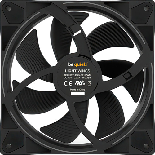 Кулер для корпуса/ Case Cooler be quiet! LIGHT WINGS 140mm PWM (140x140x25mm, 4-pin PWM, ARGB, 56CFM, 23.3dBA, 1500RPM, Black)