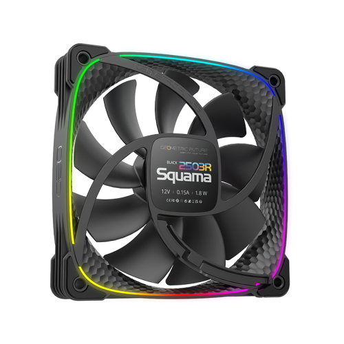 Вентилятор корпусный/ Case Cooler Geometric Future Squama 2503RB-12 Reverse (120x120x25mm, 4-pin PWM, ARGB, 57.67CFM, 29.87dBA, 1500RPM, Black)