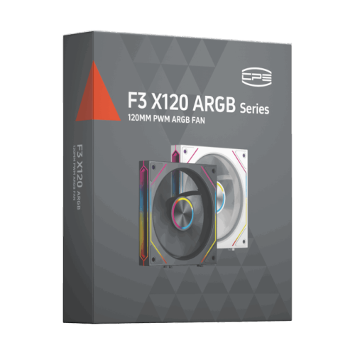 Кулер для корпуса/ Case Cooler PCCooler F3 X120R ARGB WH Reverse (120x120x25mm, 4-pin PWM, ARGB, 54CFM, 28.4dBA, 1800RPM, White)