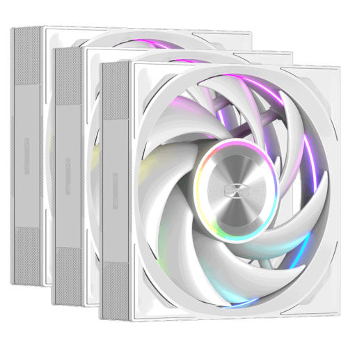 Кулер для корпуса/ Case Cooler PCCooler F7 X120 ARGB WH 3IN1 (120x120x28mm, 4-pin PWM, ARGB, 83CFM, 33.1dBA, 3000RPM, White, 3pcs)