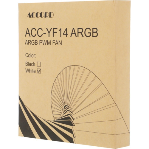 Вентилятор для корпуса Accord ACC-YF14 ARGB 140х140x25 белый 4-pin (ACC-YF14 ARGB WHITE) brown box Вентилятор для корпуса Accord ACC-YF14 ARGB 140х140x25 белый 4-pin (ACC-YF14 ARGB WHITE) brown box