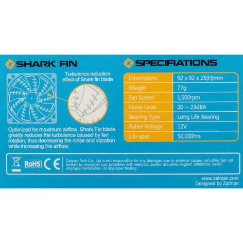 Вентилятор для корпуса Zalman ZM-F2 Plus (SF) 90х90x25 черный 3-pin 23дБ Ret [ZM-F2 PLUS (SF)]
