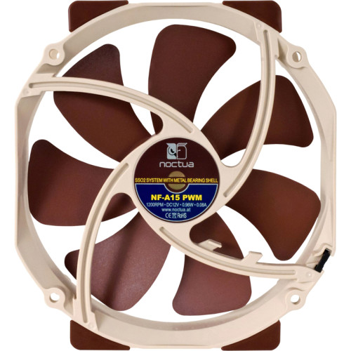 Кулер для корпуса/ Case Cooler Noctua NF-A15 PWM (140x150x25mm, 4-pin PWM, 67.98CFM, 19.2dBA, 1200RPM, Beige/Brown)