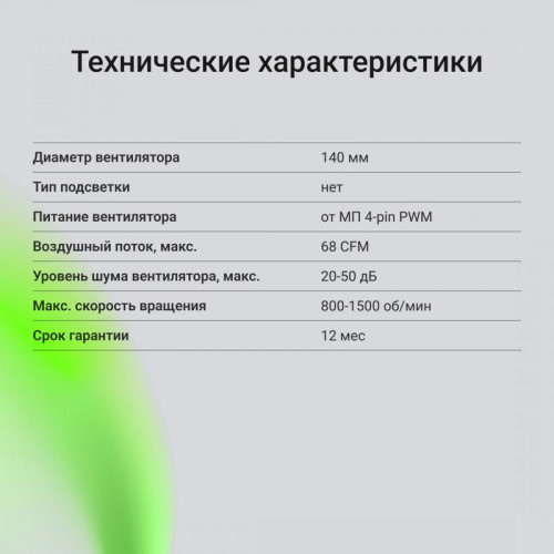Вентилятор для корпуса Digma DFAN140PWM-1BK 140х140x25 черный 4-pin 28дБ Ret [DFAN140PWM-1BK]