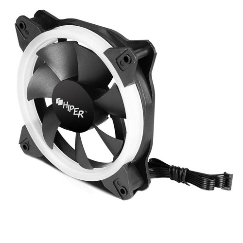 вентилятор для корпуса/ Single ring, RGB fan HIPER HCF1251-03, 120*120*25mm (38.5CFM, 1200RPM, 3+4PIN)