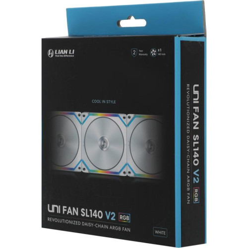 Вентилятор для корпуса Lian-Li Uni Fan SL140 V2 ARGB 140х140x28 белый 4-pin 29дБ (G99.14SLV21W.00) Ret [G99.14SLV21W.00]