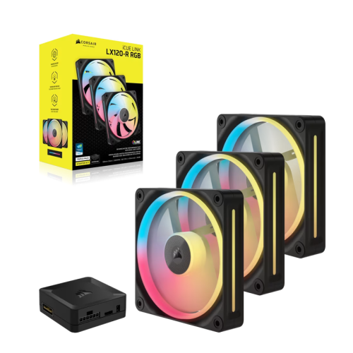 Кулер для корпуса/ Case Cooler Corsair iCUE LINK LX120-R RGB Reverse (120x120x25mm, 4-pin PWM, RGB, 66.7CFM, 37.7dBA, 2400RPM, Black, 3pcs)