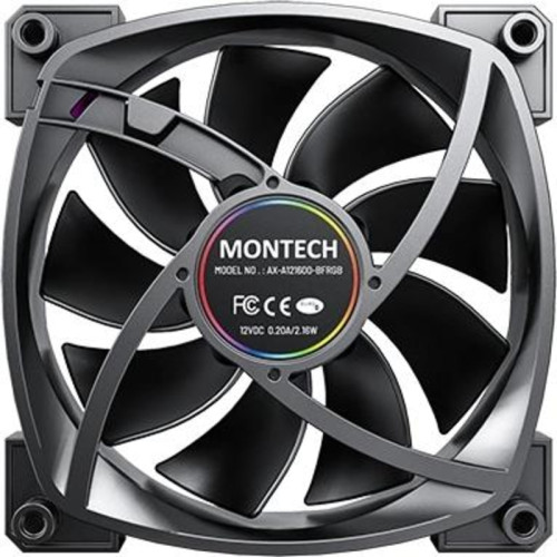 Вентилятор для корпуса Montech AX120 ARGB 120х120x25 черный 4-pin 27дБ (AX120 PWM BLACK) Ret [AX120 PWM BLACK]