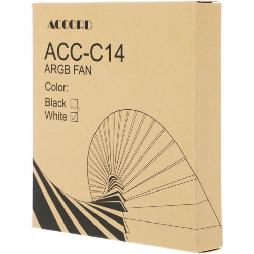 Вентилятор для корпуса Accord ACC-C14 ARGB 140х140x25 белый 3-pin 26дБ (ACC-C14 ARGB WHITE) brown box