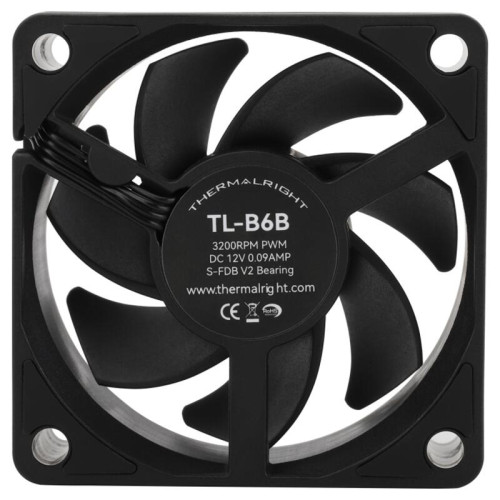 Кулер для корпуса/ Case Cooler Thermalright TL-B6B (60x60x25mm, 4-pin PWM, 16.17CFM, 20.17dBA, 3200RPM, Black)