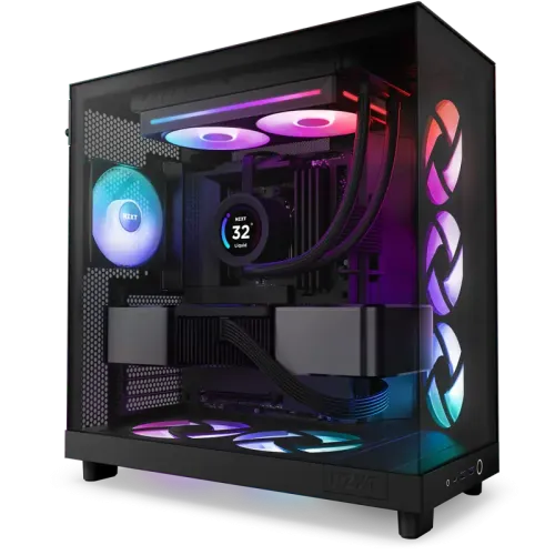 Кулер для корпуса ПК/ Case Cooler NZXT F240 RGB Core (120x120x25mm, 4-pin PWM, RGB, 75.12CFM, 30dBA, 2400RPM, Black, Single-Frame RGB Fan Unit)