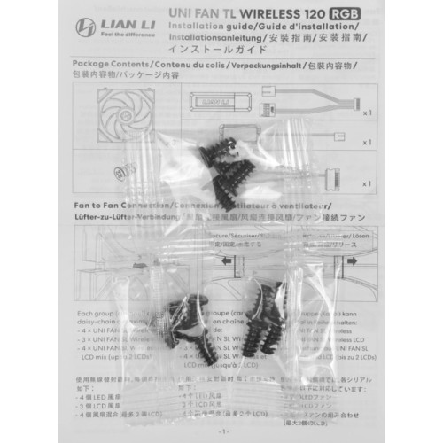 Вентилятор для корпуса Lian-Li Uni Fan TL Wireless 120 ARGB 120х120x28 белый 7-pin 33дБ (упак.:3шт) (G99.12TL1W3W.R0) Ret