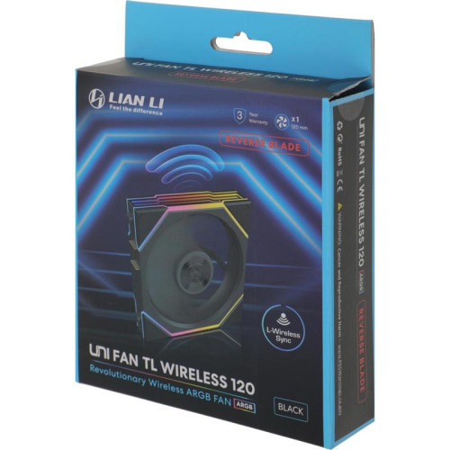 Вентилятор для корпуса Lian-Li Uni Fan TL Wireless 120 Reverse ARGB 120х124.5x28 черный 4-pin 34дБ (G99.12RTL1W1B.R0) Ret