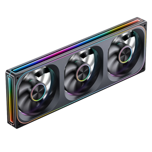Кулер для корпуса/ Case Cooler JONSBO ZA-360BR Reverse (3x120x120mm, 4-pin PWM, ARGB, 62.4CFM, 37.3dBA, 2400RPM, Black, Single-Frame RGB Fan Unit)