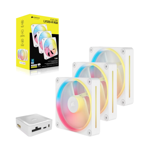 Кулер для корпуса/ Case Cooler Corsair iCUE LINK LX120-R RGB Reverse (120x120x25mm, 4-pin PWM, RGB, 66.7CFM, 37.7dBA, 2400RPM, White, 3pcs)
