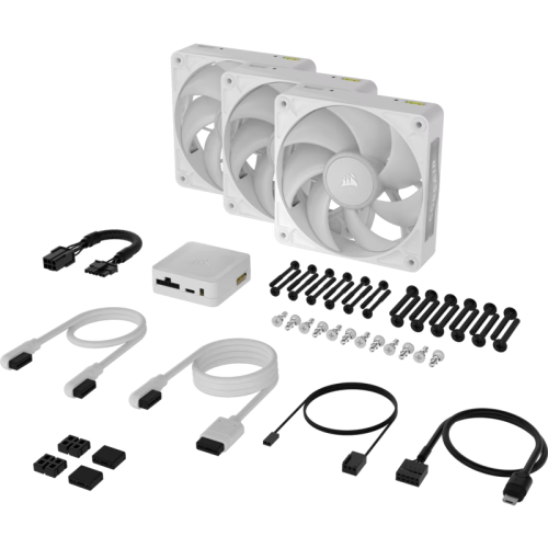 Кулер для корпуса/ Case Cooler Corsair iCUE LINK RX120 MAX RGB (120x120x30mm, 4-pin PWM, RGB, 71.3CFM, 29.5dBA, 2000RPM, White, 3pcs)