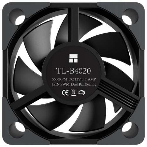 Кулер для корпуса/ Case Cooler Thermalright TL-B4020 (40x40x20mm, 4-pin PWM, 9.47CFM, 24.3dBA, 5500RPM, Black)