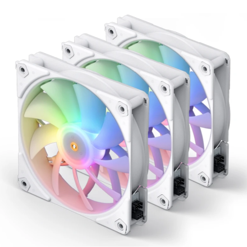Кулер для корпуса/ Case Cooler JONSBO ZF-120W (120x120x25mm, 4-pin PWM, ARGB, 61.0CFM, 28.9dBA, 1500RPM, White, 3pcs)