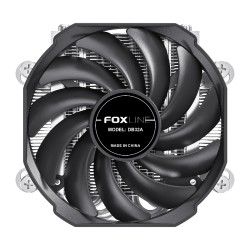 Кулер для процессора ПК/ CPU Cooler Foxline DB32A (125W, 4-pin PWM, 32mm, Al/Cu, 4x6mm, 1x90mm, 41.46CFM, 33dBA, 3400RPM, S: AM4/AM5, Black)