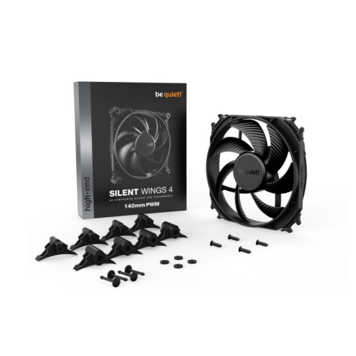 Кулер для корпуса/ Case Cooler be quiet! SILENT WINGS 4 140mm PWM (140x140x25mm, 4-pin PWM, 51.3CFM, 13.6dBA, 1100RPM, Black)