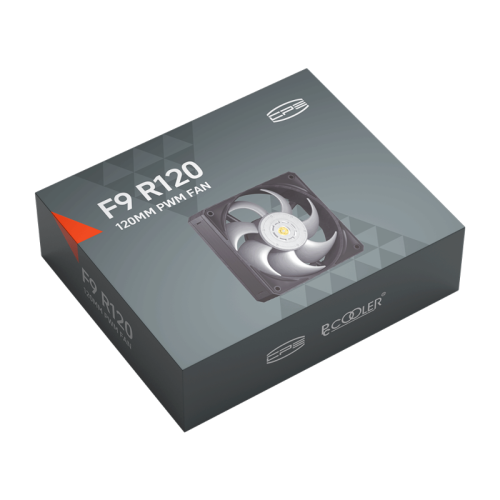 Кулер для корпуса/ Case Cooler PCCooler F9 R120 BK (120x120x30mm, 4-pin PWM, 114CFM, 42.7dBA, 3000RPM, Black)