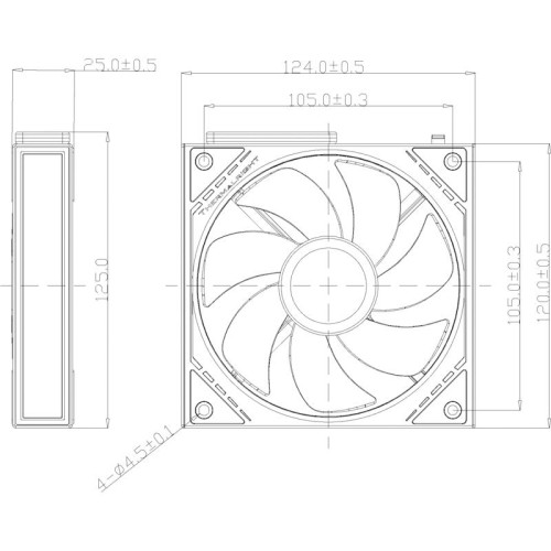 Кулер для корпуса/ Case Cooler Thermalright TL-M12QRW Reverse (124x120x25mm, 4-pin PWM, ARGB, 47.6CFM, 23.2dBA, 1500RPM, White)