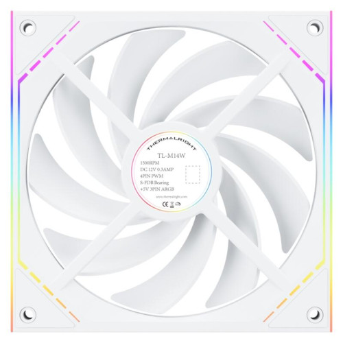 Кулер для корпуса/ Case Cooler Thermalright TL-M14W (140x144x25mm, 4-pin PWM, ARGB, 88.75CFM, 23.7dBA, 1500RPM, White) Кулер для корпуса/ Case Cooler Thermalright TL-M14W (140x144x25mm, 4-pin PWM, ARGB, 88.75CFM, 23.7dBA, 1500RPM, White)