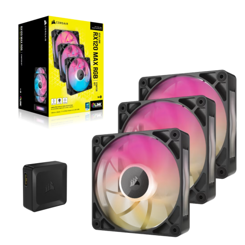 Кулер для корпуса/ Case Cooler Corsair iCUE LINK RX120 MAX RGB (120x120x30mm, 4-pin PWM, RGB, 71.3CFM, 29.5dBA, 2000RPM, Black, 3pcs)
