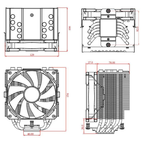 Кулер ЦП ID-COOLING SE-226-XT BLACK LGA1150/LGA1151/LGA1155/LGA1156/LGA1200/LGA1700/LGA2011/LGA2066/