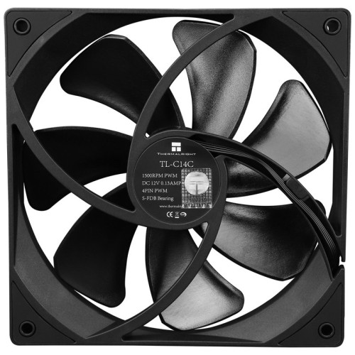 Кулер для корпуса/ Thermalright TL-C14C (140x140x25mm, 4-pin PWM, 75.8CFM, 26.4dBA, 1500RPM, Black)