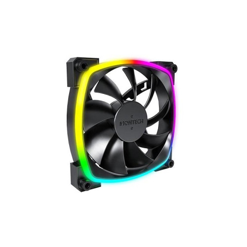Вентилятор для корпуса Montech AX120 ARGB 120х120x25 черный 4-pin 27дБ (упак.:3шт) (AX120 PWM BLACK 3 IN 1) Ret [AX120 PWM BLACK 3 IN 1]