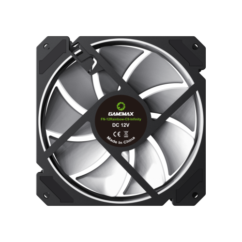 Кулер для корпуса ПК/ Gamemax FN-12Rainbow-C9, 12CM ARGB Rainbow Fan, frame with reflective design, 3pin+4Pin connector