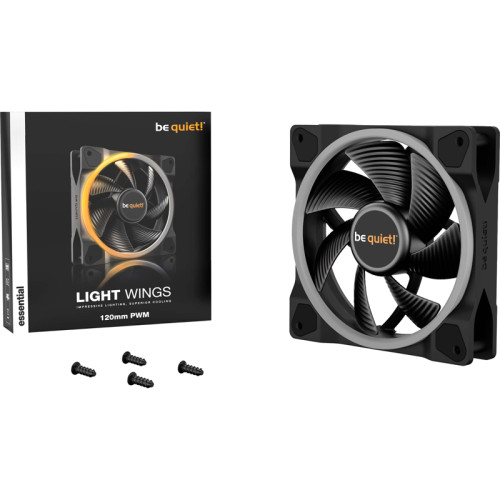 Кулер для корпуса/ Case Cooler be quiet! LIGHT WINGS 120mm PWM (120x120x25mm, 4-pin PWM, ARGB, 41.5CFM, 20.6dBA, 1700RPM, Black) Кулер для корпуса/ Case Cooler be quiet! LIGHT WINGS 120mm PWM (120x120x25mm, 4-pin PWM, ARGB, 41.5CFM, 20.6dBA, 1700RPM, Black)