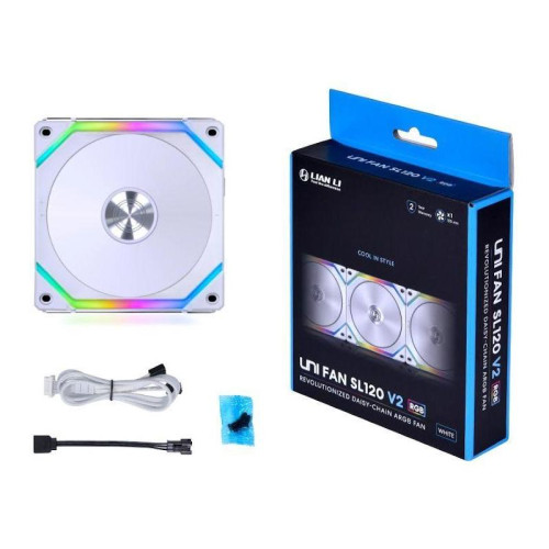 Вентилятор для корпуса Lian-Li Uni Fan SL120 V2 ARGB 120х120x28 белый 4-pin 29дБ (G99.12SLV21W.00) Ret