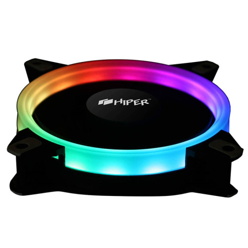 вентилятор для корпуса/ Single ring, RGB fan HIPER HCF1251-03, 120*120*25mm (38.5CFM, 1200RPM, 3+4PIN)