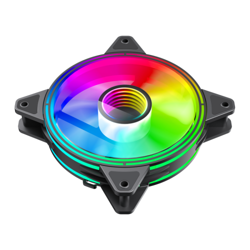 Кулер для корпуса ПК/ Gamemax FN-12Rainbow-Q-Infinity, 12CM ARGB Rainbow Infinity, Quad-ring, 3pin+4Pin connector