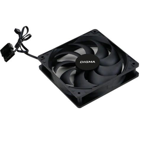 Вентилятор для корпуса Digma DFAN-120-9 120х120x25 черный 3-pin 4-pin (Molex) 23дБ Ret [DFAN-120-9]
