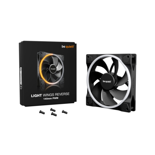 Кулер для корпуса/ Case Cooler be quiet! LIGHT WINGS 140mm PWM Reverse (140x140x25mm, 4-pin PWM, ARGB, 51.4CFM, 25.5dBA, 1300RPM, Black)