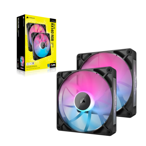 Кулер для корпуса/ Case Cooler Corsair iCUE LINK RX140 RGB (140x140x25mm, 4-pin PWM, RGB, 94.7CFM, 36dBA, 1700RPM, Black, 2pcs)