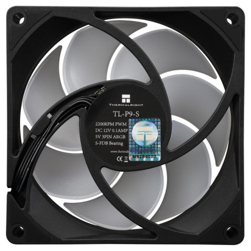 Кулер для корпуса/ Case Cooler Thermalright TL-P9-S (92x92x25mm, 4-pin PWM, ARGB, 32.77CFM, 23.85dBA, 2200RPM, Black)