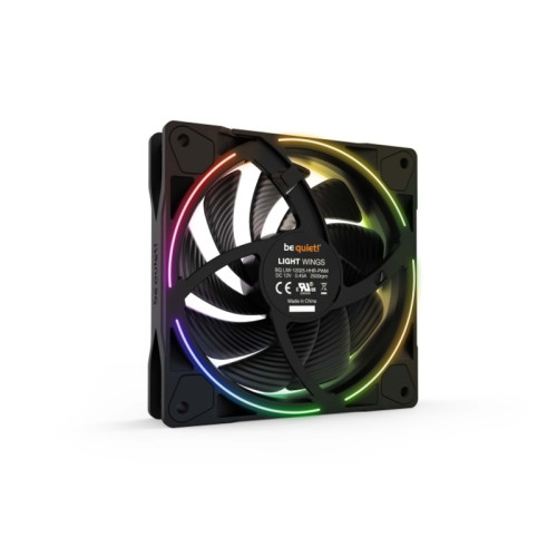 Кулер для корпуса/ Case Cooler be quiet! LIGHT WINGS 120mm PWM high-speed (120x120x25mm, 4-pin PWM, ARGB, 52.3CFM, 31dBA, 2500RPM, Black)