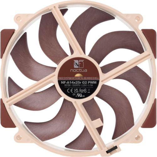 Кулер для корпуса/ Case Cooler Noctua NF-A14x25r G2 PWM (140x140x25mm, 4-pin PWM, 91.58CFM, 24.8dBA, 1500RPM, Beige/Brown)