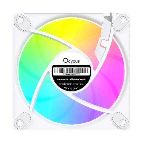 Кулер для корпуса/ Case Cooler Ocypus Gamma F12 Elite WH ARGB REVERSE BLADE (120x120x25mm, 4-pin PWM, ARGB, 56CFM, 26dBA, 1800RPM, White) Кулер для корпуса/ Case Cooler Ocypus Gamma F12 Elite WH ARGB REVERSE BLADE (120x120x25mm, 4-pin PWM, ARGB, 56CFM, 26dBA, 1800RPM, White)