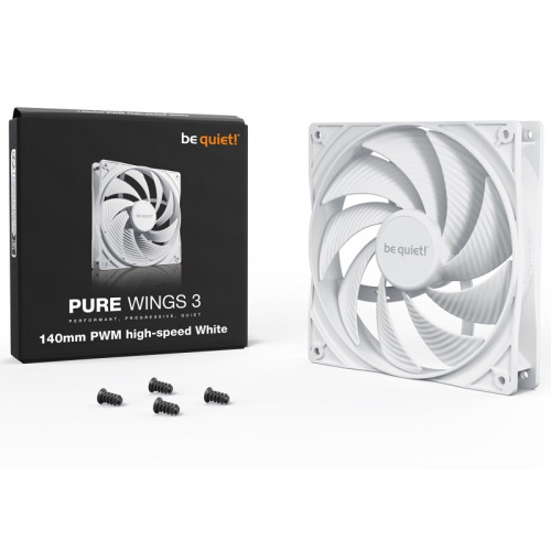 Кулер для корпуса/ Case Cooler be quiet! PURE WINGS 3 140mm PWM high-speed (140x140x25mm, 4-pin PWM, 72.2CFM, 30.5dBA, 1800RPM, White)