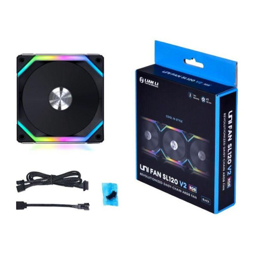 Вентилятор для корпуса Lian-Li Uni Fan SL120 V2 ARGB 120х120x28 черный 4-pin 29дБ (G99.12SLV21B.00) Ret [G99.12SLV21B.00]