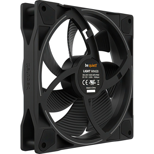 Кулер для корпуса/ Case Cooler be quiet! LIGHT WINGS 140mm PWM (140x140x25mm, 4-pin PWM, ARGB, 56CFM, 23.3dBA, 1500RPM, Black)