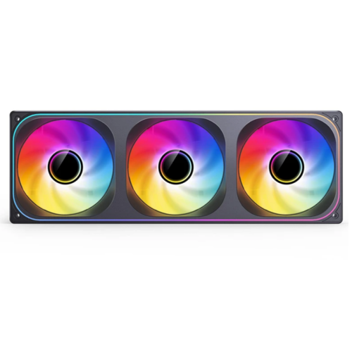 Кулер для корпуса/ Case Cooler JONSBO ZB-360BR Reverse (3x120x120mm, 4-pin PWM, ARGB, 65.26CFM, 36.6dBA, 2400RPM, Black, Single-Frame RGB Fan Unit)