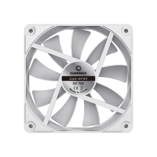 Кулер для корпуса ПК/ Gamemax GMX-WFBK-Full White, 12CM white fan, white blade, 3pin+4Pin connector